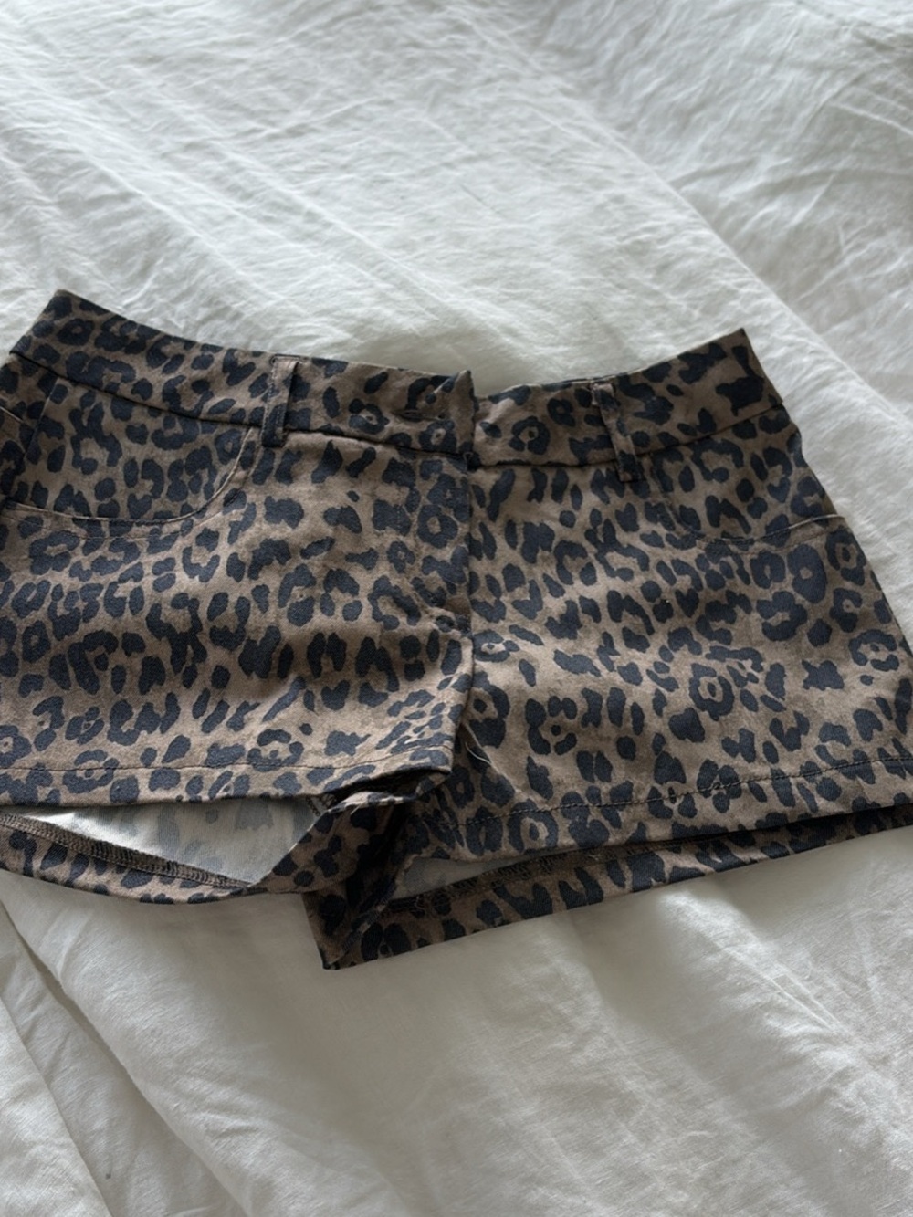Leopard Print Women's Shorts - Brown/Black